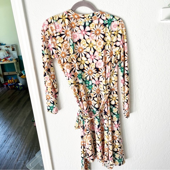 Banana Republi Dress Women's MP Medium Petite Floral Wrap Jersey Knit Career - Picture 5 of 7